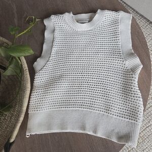 Varley Randal Crop Knit Tank Top Sweater S EUC Coastal Spring Crochet Parisian